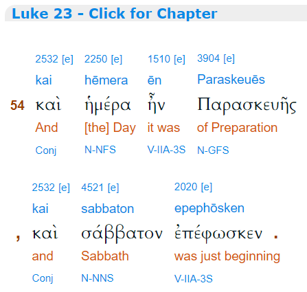 Biblehub greek luk 23:54