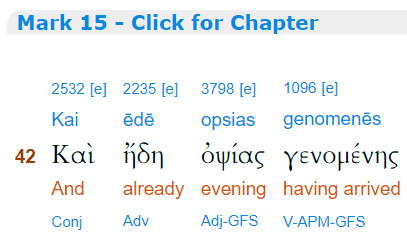 biblehub greek mk 15:42